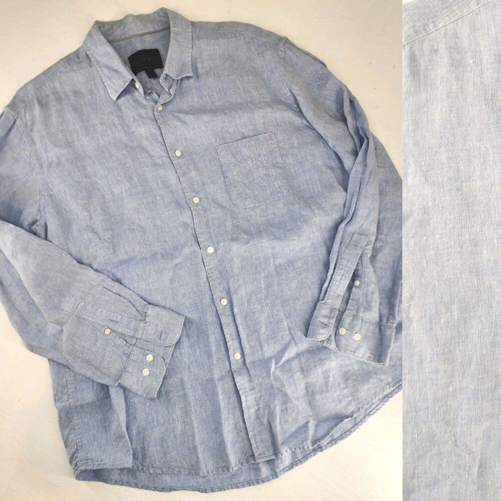 Jos A. Bank‎ Reserve Sz XL | Light Blue Linen Button Shirt Casual Breathable